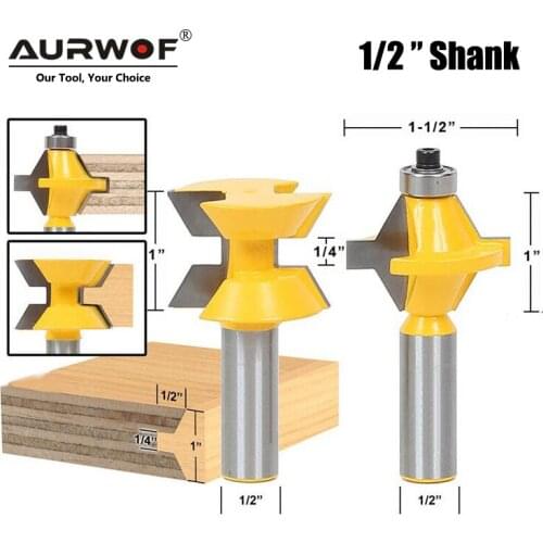 2pcs 12mm 1/2" Shank 120 Degree Tenon Router Bit Set Woodworking Groove Milling Cutter for Wood Tools Tungsten Carbide 03029