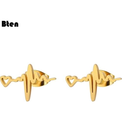 Bten 2021 new creative heartbeat stud Earrings Fashion Korean womens jewelry European and American classic Earrings