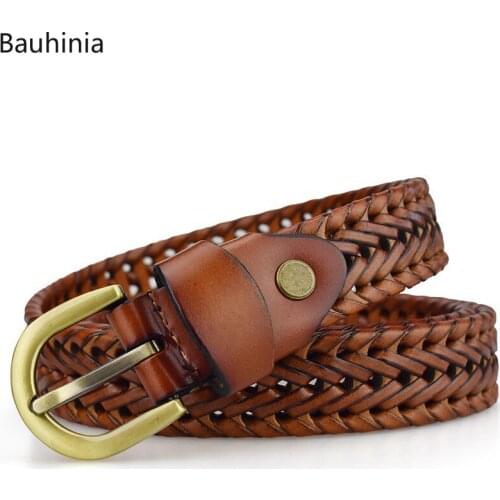 New Men fashion Belts Casual Knitted Pin Buckle Belt Woven Cowhide Webbing 2021 Fashion Jeans Belt 90-105 cm