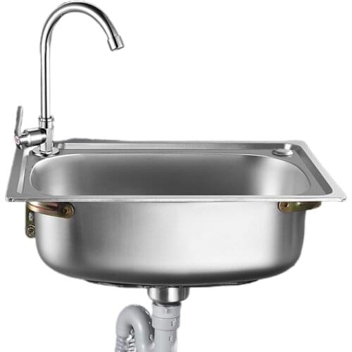 Single stainless steel sink small simple kitchen vegetables basin sink wash basin single bowl sink with wall bracket