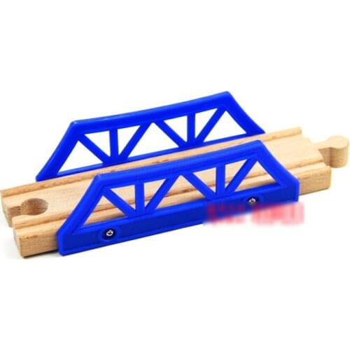 P046 Blue arch bridge compatible with wooden the train track for wooden rail bridge electric rail cars game essential