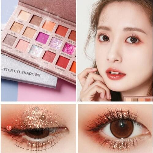 18Kleuren Eye Make-up Pallet Matte Eyeshadow Palette Eye Shadows Makup Shimmer Glitter Female Bright palette of shadows Cosmetic