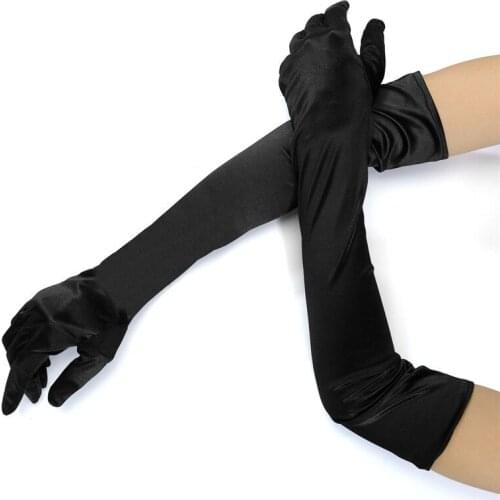 Jovivi Women Classic Gloves Long Satin Stretch Gloves Above Elbow Bridal Prom Formal Party Gloves Black Red White Purple Color