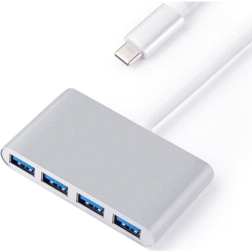 Portable 4 Ports Type-C Hub 5Gbps 3.1 Type-C to USB 3.0 Driverfree Converter High Speed USB Splitter Adapter USB Hub Adapter