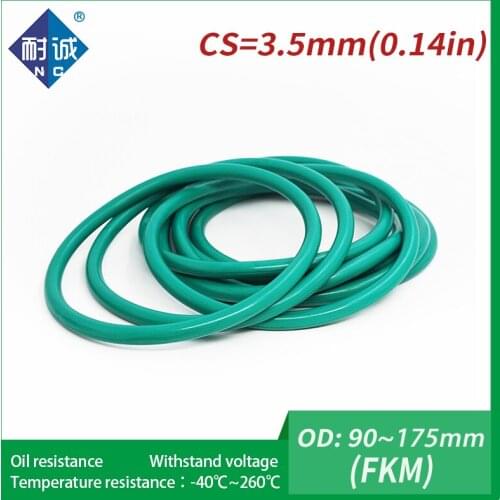 1PC/lot Rubber Ring Green FKM O ring Seals Thickness 3.5mm OD90/92/95/97/100/105/110/120/130/175mm Rubber O-Rings Fuel Washer
