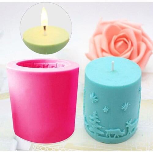 Christmas 3D Candle Silicone Mould Christmas Tree Elk Mold for Chocolate Candy Cake Decorating Tools Soap Gypsum Craft Mold