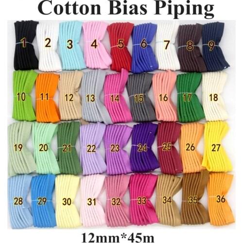 Many Colors Cotton Bias Piping Trimming Insertion Cord Sewing 12mm Quilt Coat Bag DIY Cushion Dressmaking Free shipping 45m