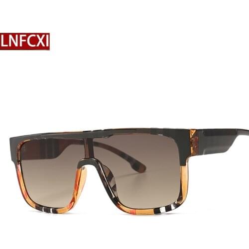 LNFCXI Ins Luxury Brand Design Sunglasses Women Men Vintage Retro Flat Top Shadow Oversized Square Sunglasses Large Shades UV400