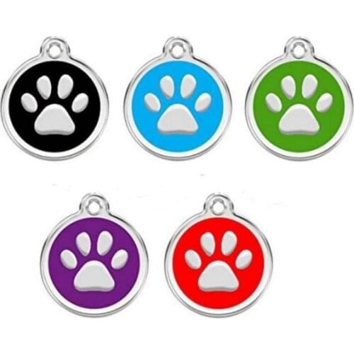 Pet products custom dog cat id tag zinc alloy pet tags 25mm round paw shaped tags high quality dog tags free shipping SN2720