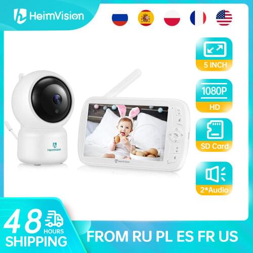 HeimVision Soothe 3 1080P Baby Monitor With Camera 5.0 inch Screen Night Vision PTZ Zoom 2 Way Audio VOX Lullaby SD Card Record