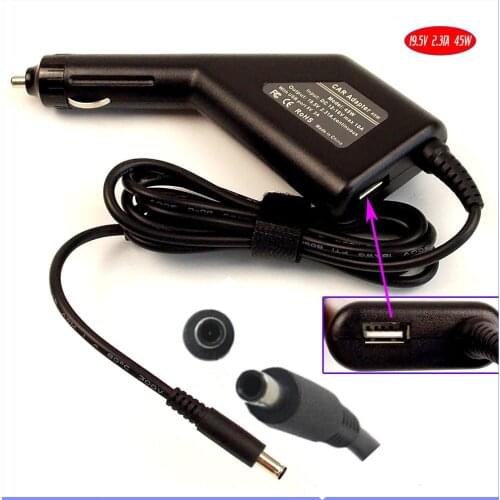 19.5V 2.31A Laptop Car DC Adapter Charger + USB(5V 2A) for Dell LA45NM131 PA-1450-66D1 JT9DM 3RG0T 03RG0T 0CDF57 FA45NE