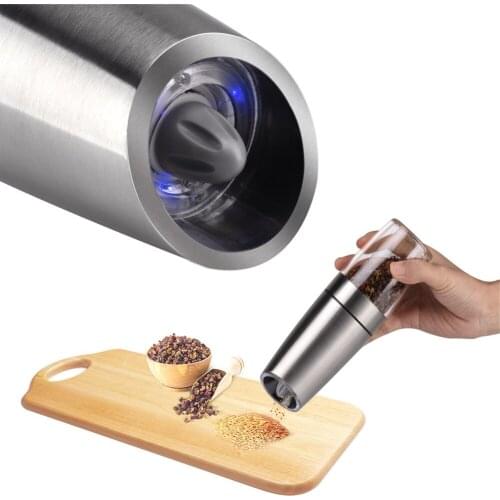 2PCS Automatic Electric Salt And Pepper Grinder Pepper Mills Spice Grinder Tools Kitchen Seasoning Grinding Tool With LED Light