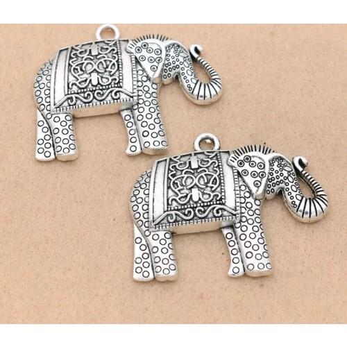 2pcs Antique Silver Plated Elephant Charms Pendants Jewelry Accessories DIY Jewelry Making Bracelet 50x38mm