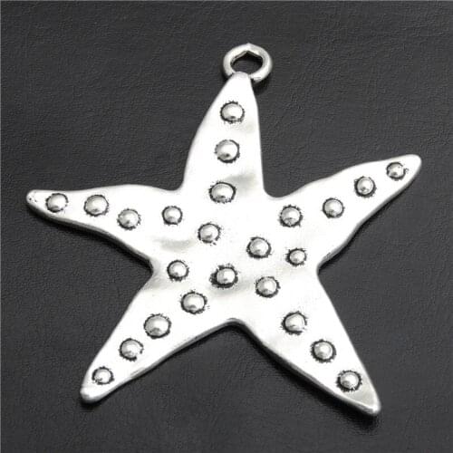 2pcs Silver Color Starfish Big Charms Pendants For Nacklace Bracelet Making DIY Fashion Jewelry Accessories A2801