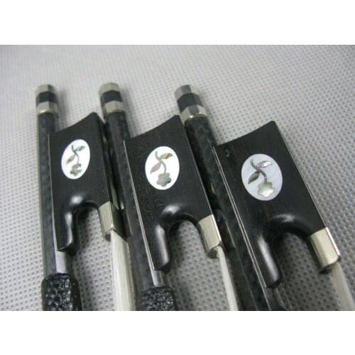 3 PCs Quality Black Carbon Fiber Violin bow 4/4 with gribs Ebony frog flower