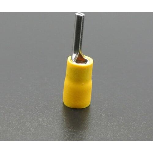 500 PCS 12-10 GA YELLOW VINYL INSULATED PIN TERMINAL WIRE CRIMP CONNECTORS