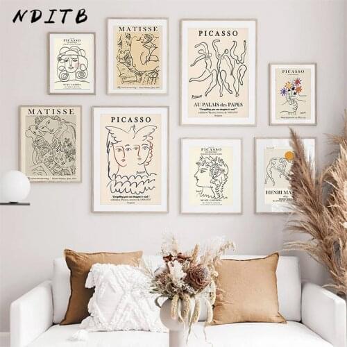 Picasso Matisse Abstract Girl Canvas Wall Print Flower Art Painting Nordic Vintage Poster Modern Living Room Decoration Picture