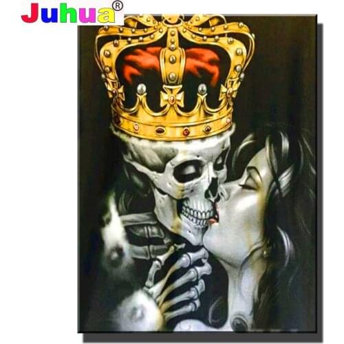 5D DIY Diamond Painting fantasy Skull Kiss Girl Full Square Round Drill Embroidery Cross Stitch 5D icon Love Home Decor mosaic