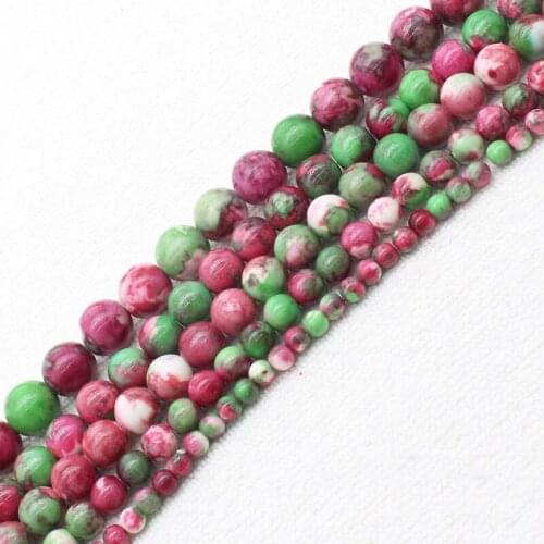 Wholesale 4-12mm Plum&Green Snow Jaspers Round Loose Beads 15" bjf1, For Jewelry making, can mixed wholesale