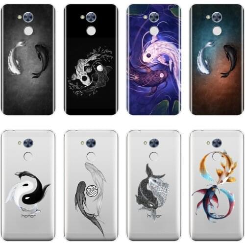 Phone Case For Huawei Honor 6 5A 4X 5X 6X Soft Silicone Black White Fish Animal Back Cover For Huawei Honor 4C 5C 6A 6C Pro Case