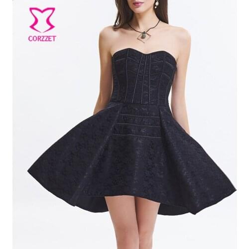 Black Floral Lace Victorian Steampunk Dress Corset Sexy Gothic Clothing Party Corsets And Bustiers Burlesque Costumes For Women