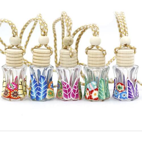 Soft Pottery Bottle Clay Aroma Essential Oil Bottle Wooden Cover Perfume Oil Bottle Perfume Pendant 25pcs/lot Random Color