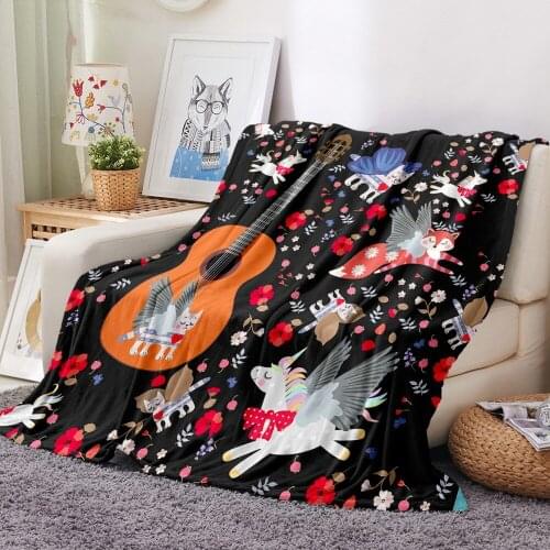 Guitar/Musical Instrument/Butterfly/Animal Flannel Blanket 3D Print For Kids Fleece Blanket Unicorn Throw Blanket Home Blanket