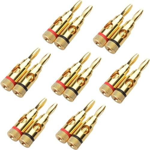 GTBL 7 Pairs, Open Screw Banana Plugs for Speaker Cable