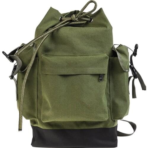 Canvas Fishing Tackle Bag Backpack Lures Accessories Bag Multi-Pocket Bag Daypack for Camping Trekking Army Green