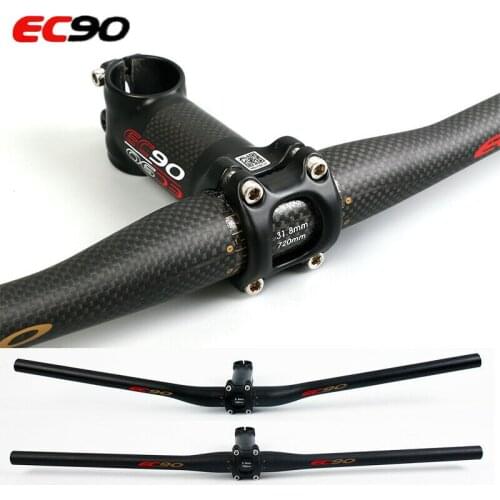 31.8mm Carbon HandleBar Flat/Riser Mountain Bike Handlebars 660-760mm Bar Stem Cycling EC90 Seatpost Bicycle Accessories