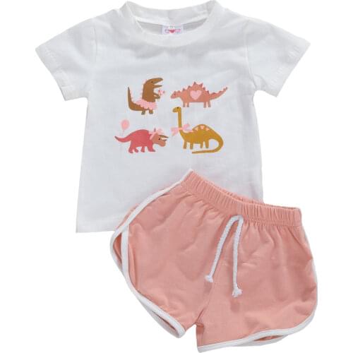 New Summer Toddler Baby Girls Clothes Sets Short Sleeve T Shirts Solid Shorts 2pcs Set