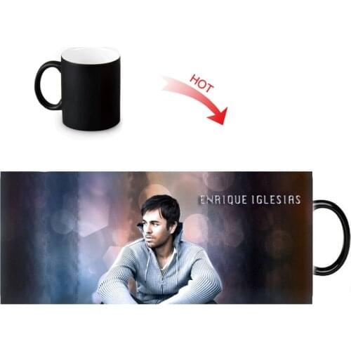 Enrique Iglesias cool photo coffee mugs transforming mug heat changing color cup ceramic Tea Cups