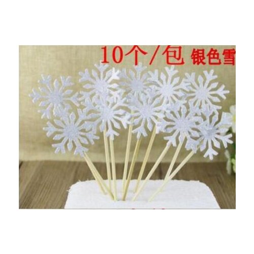 Party Favors Hot Sell 10pcs/lot Shining Snow Cupcake Toppers Birthday Frozen Christmas Party Decorations