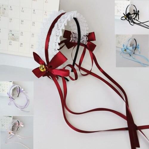 Ears on The Head Lolita Kawaii Lace Bow Ribbon Bells Headband KC Dark Gothic Headdres Anime Plush Hair Accessories