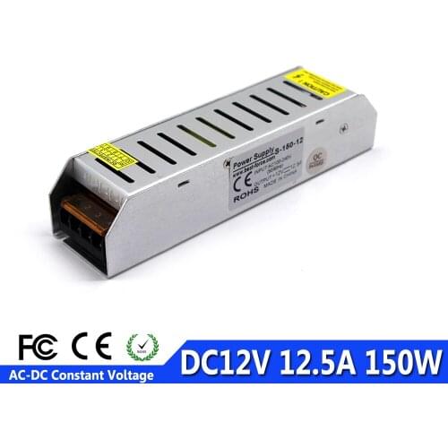 Mini Size Single Output 12.5A 150W DC12V Power Supply Transformer 100-240v AC To DC 12V SMPS For LED Strip Display Light Monitor