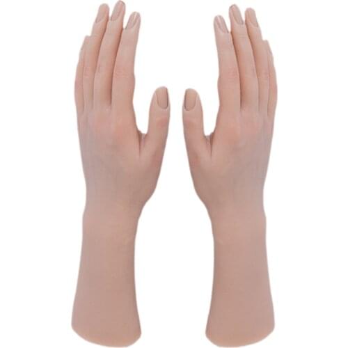 Soft Silicone Practice Hand Mannequin Flexible for Acrylic Nails Nails Art Practice Tool Nail Display Manicure Supply