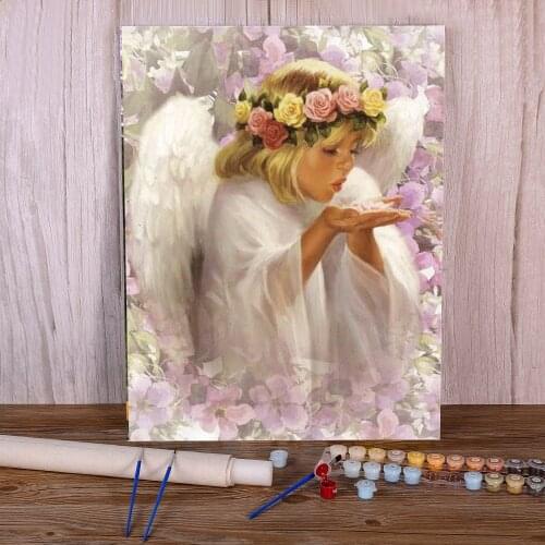 Angel Girl Boy Flowers DIY Painting By Numbers Complete Kit Acrylic Paints 40*50 Boards By Numbers Wall Decoration Wholesale