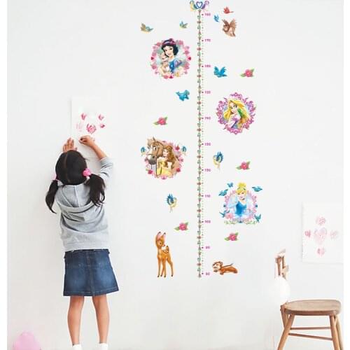 Disney Princess Height Measure Wall Stickers For Home Decor Kids Rooms Snow White Princess Growth Chart Mural Art DIY Wall Decal