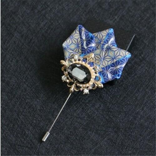 New Rhinestone Suits Man Brooches Pins Ribbon Bowknot Long Pins Brooches Lapel Carsage Wedding Dress Shirts Fashion Jewelry