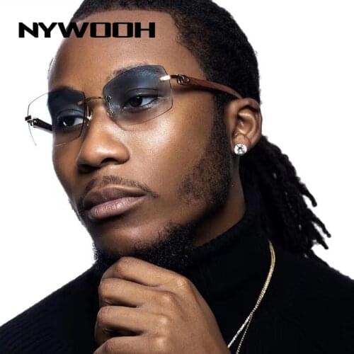 NYWOOH Vintage Small Sunglasses Women Retro Rimless Rectangle Women Sun Glasses Men Steampunk Brand Designer Eyewear UV400