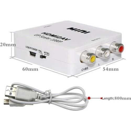 KPHRTEK 1PC HDMI TO AV Scaler Adapter HD Video Converter Box HDMI to RCA AV/CVSB L/R Video 1080P HDMI2AV Support NTSC PAL