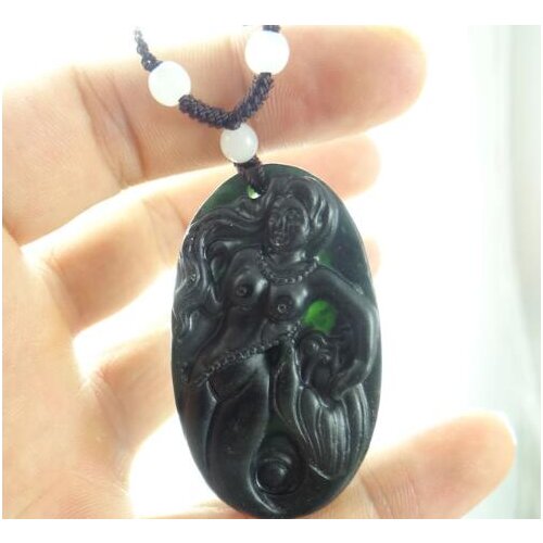 Natural Chinese stone hand-carved statue of Mermaid amulet Production pendant for diy Jewelry making necklaces Accessories