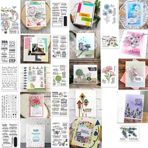Clear Stamps Hot Air Balloon Various Beautiful Flowers Thanks Phrase Mailbox For DIY Scrarpbooking Embossing Cards Stamps 15