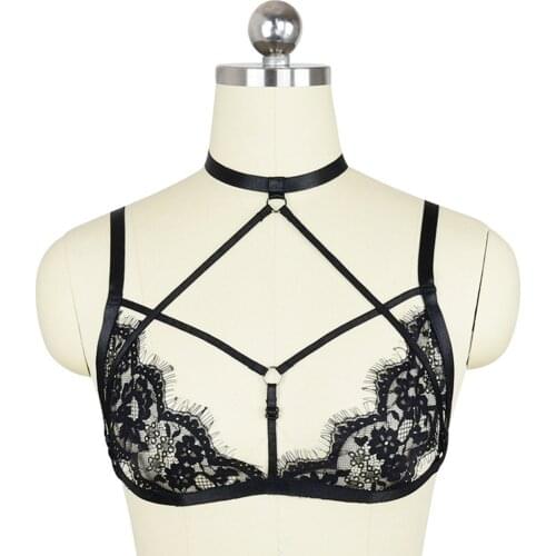 Sexy Women Hollow Out Lace Bra Bandage Strappy Halter Bras Women Wirefree Low Back Underwear Lingerie Sexy Backless Bralette