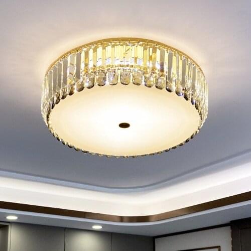Modern Bedroom Luxury Lighting Lustre K9 Crystal Led Dimmable Ceiling Lights Round Living Room Ceiling Lamp Mounted Luminarias