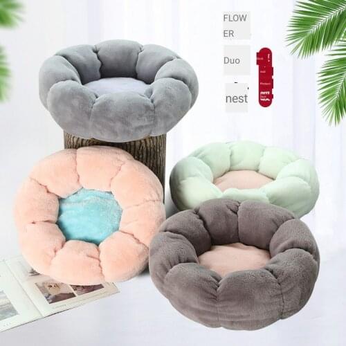 Pet supplies new petal round pet nest Winter cat nest Small and medium sized dog bed, dog bed, dog sofa, cat house, dog house