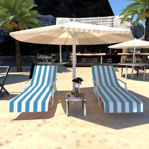 Comfortable Stripe Cactus Flamingo Beach Sunbathing Lounge Chair Cover Towel with Pockets Stylish Printed