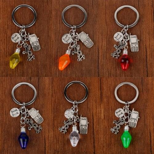 Dangle Keychain TV Show Stranger Things Keyrings Accessories Letter 11 Mobile Phone Bulb Pendant Key Chain Cute Car Key Holder