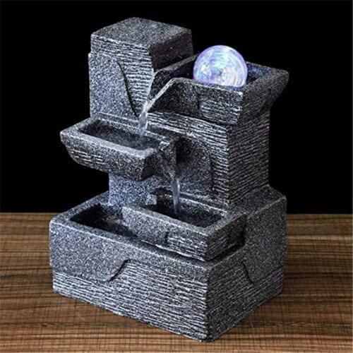 Spinning Orb Tabletop Fountain with LED Light, Relaxation Desktop Fountain, Zen Meditation Indoor Waterfall Feature, for Home