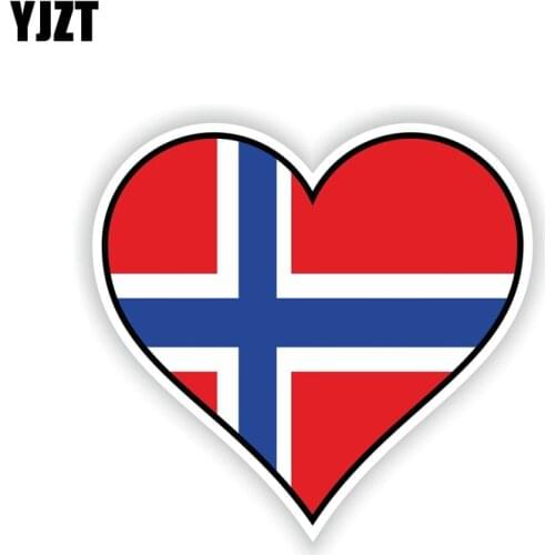 YJZT 12.6CM*11.6CM Personality NORWAY HEART Flag Car Sticker PVC Decal Helmet Accessories 6-2229